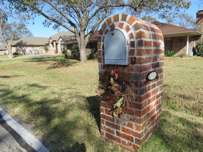 Stone Mailbox with Landscaping